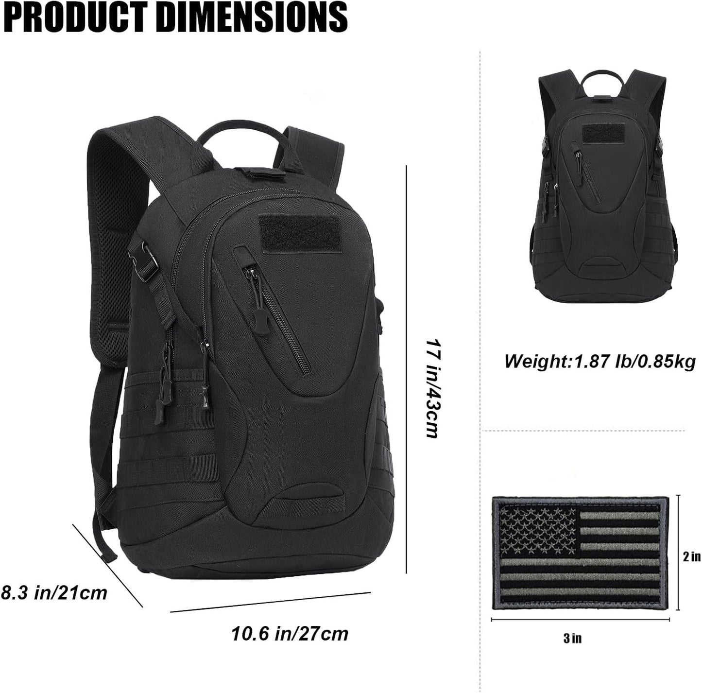 ArcEnCiel 15L Motorcycle Backpack Tactical Bag Rucksacks for Outdoor Camping Trekking Hunting with Patch