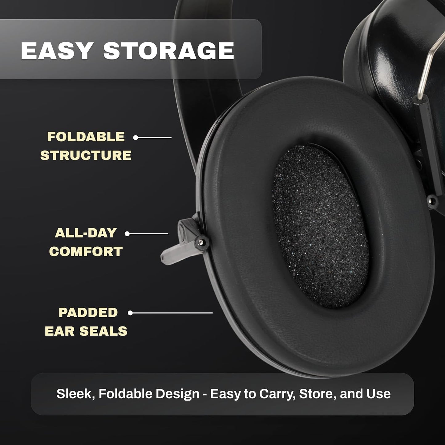 Rifleman PXS, Adjustable Folding Noise Reduction Safety Ear Muffs, SNR 25dB, Professional Hearing Protection for Shooting, Hunting, Construction, Sports, Travel, and More