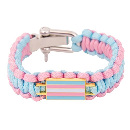 Desert Cactus Transgender Flag Paracord Bracelet - Adjustable Size (Paracord)