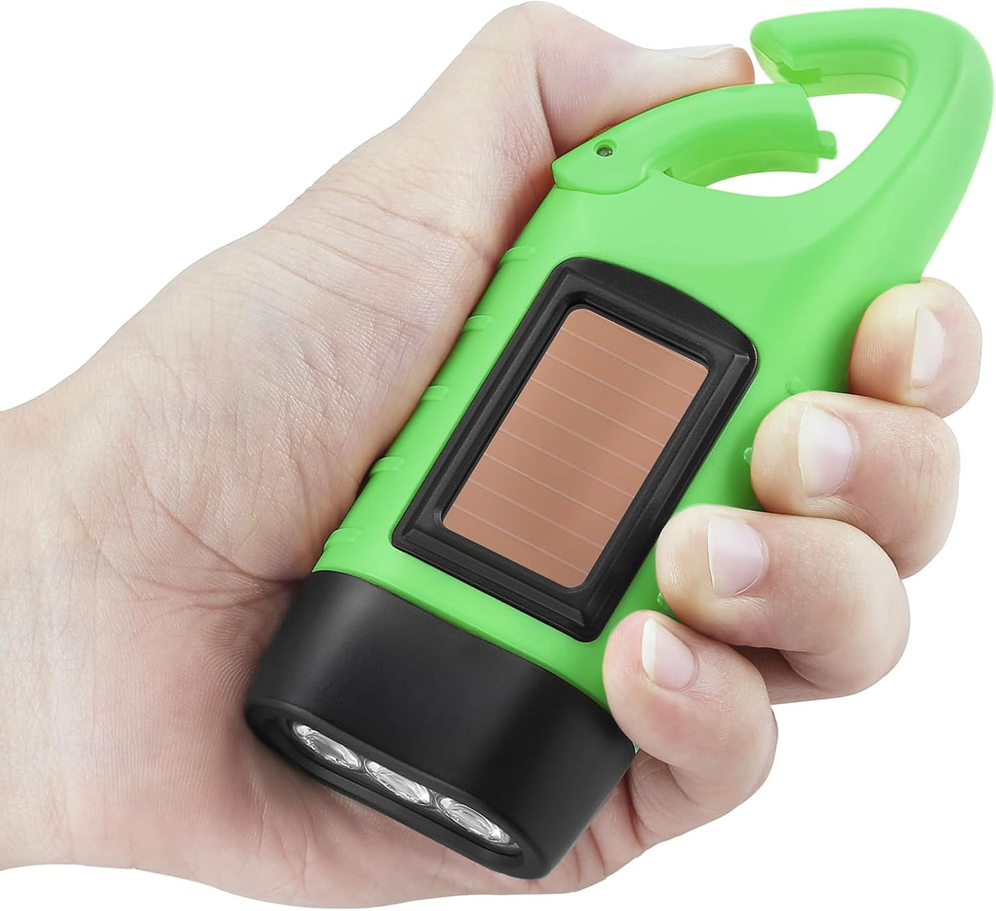 Simpeak 2-Pack Hand Crank Solar Powered LED Flashlight, Emergency Survival Flashlight Torch for Outdoor Sports, Green