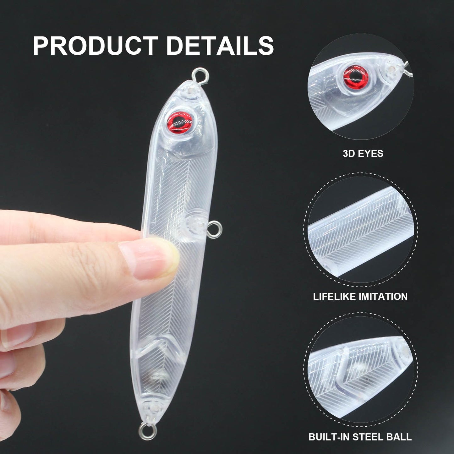 Aollerfilery 15PCS Fishing Blanks Lures Kit - DIY Topwater Swimbait & Crankbait Set for Bass, Salmon, Trout - Ideal for Saltwater Freshwater Fishing,Transparent Unpainted Bait Blanks