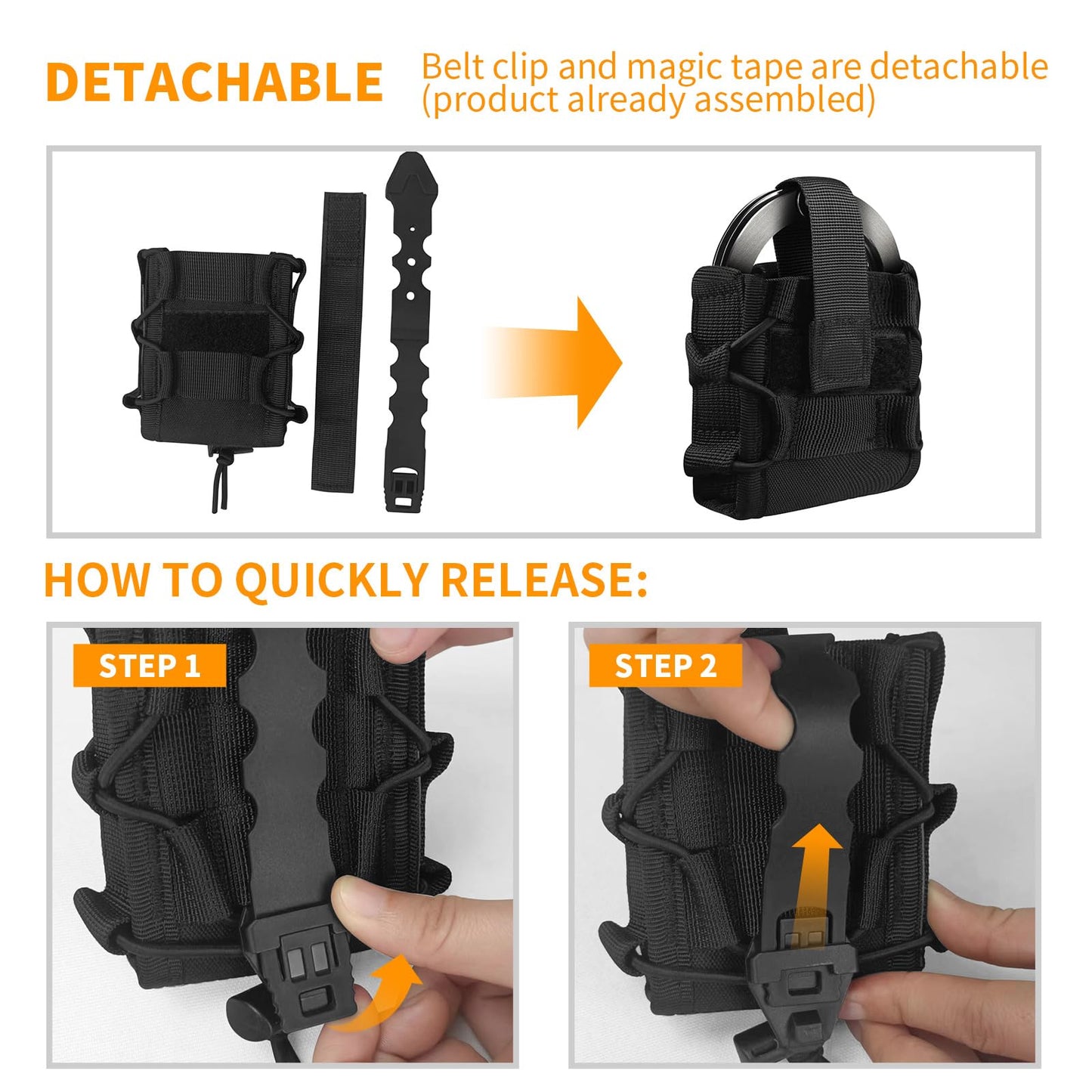 Handcuff Holster Case, Molle Hand Cuff Holder Pouch for Duty Belt and Tactical Vest Black