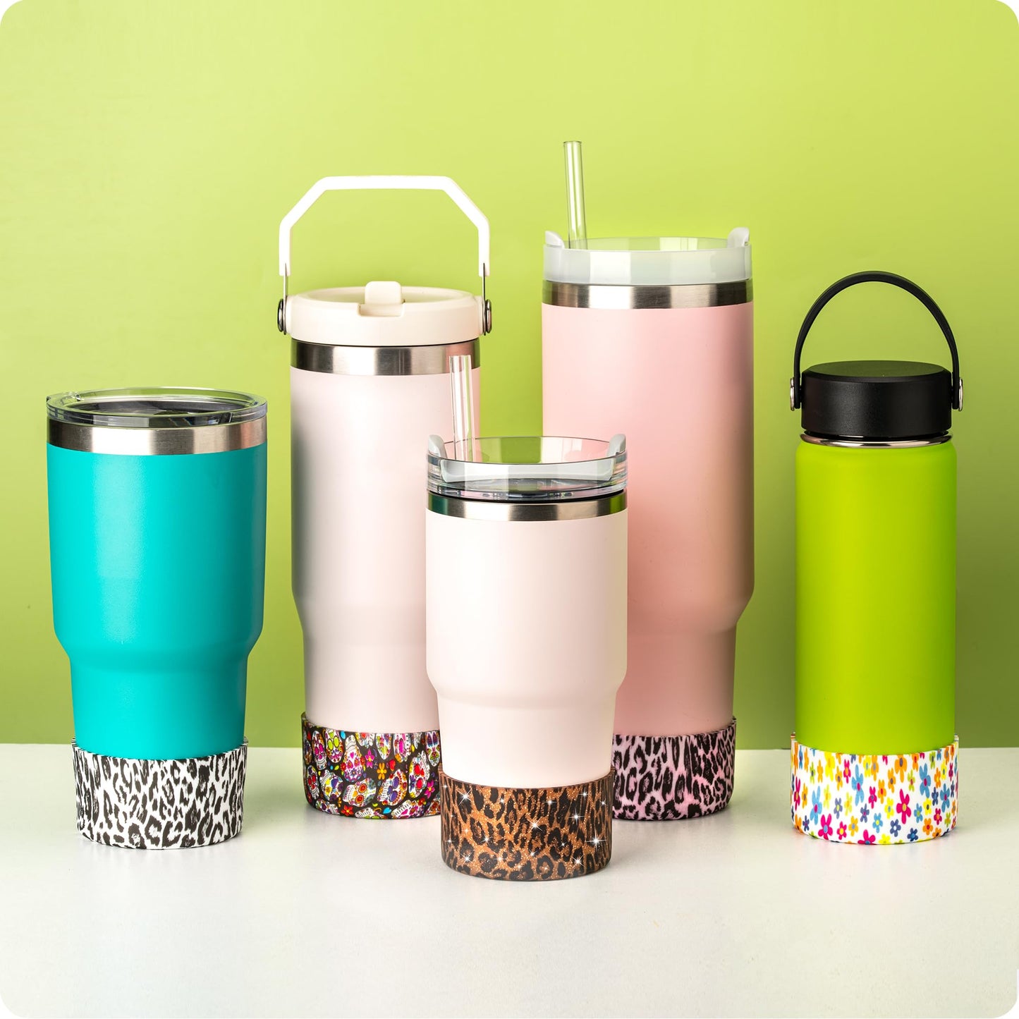 Silicone Boot for Stanley Quencher Tumbler 20/30/40 oz &IceFlow 20/30oz,Owala 24/40 oz Cup Cheetah Boot Sleeve 40oz Bottom Protector for Bottom Size 2.8-2.95" Cups & Bottles BPA-Free(Gold Leopard)
