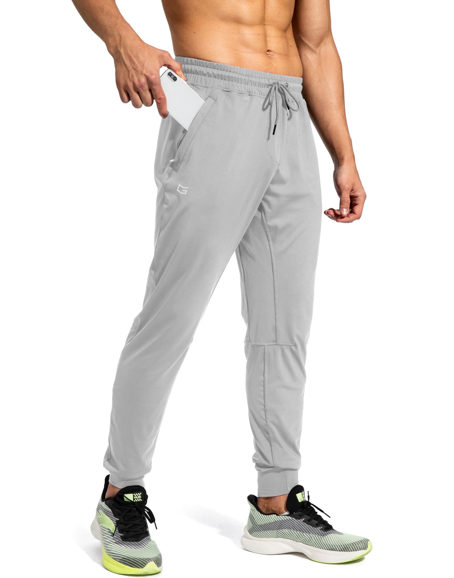 G Gradual Men's Sweatpants with Zipper Pockets Athletic Pants Traning Track Pants Joggers for Men Soccer, Running, Workout(Silver Drop,XXL)