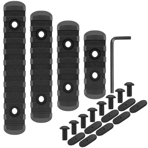 QR-Laser Single Picatinny Accessory Rail Set for Mlok 5 7 9 11 Slots with 8 O-Nuts & Screws, 1 Allen Wrench-Rounded Corner
