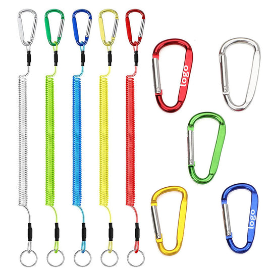 WTGID Carabiner Anti-Lost Rope,Spring Lanyard,Kayak Paddle Leash,Spring Coil Keychain,Retractable Length 10.6 inches,Fishing Lanyard,Retractable Tool Lanyard,Coiled Lanyard,5pcs