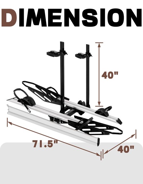 Young Hitch Mount Bike Rack with Ramp, 200 lbs. Capacity for 2 E-Bikes, Fat Tire and Standard, fits Cars, SUVs, RVs, Trailers with 2 Inch Receiver
