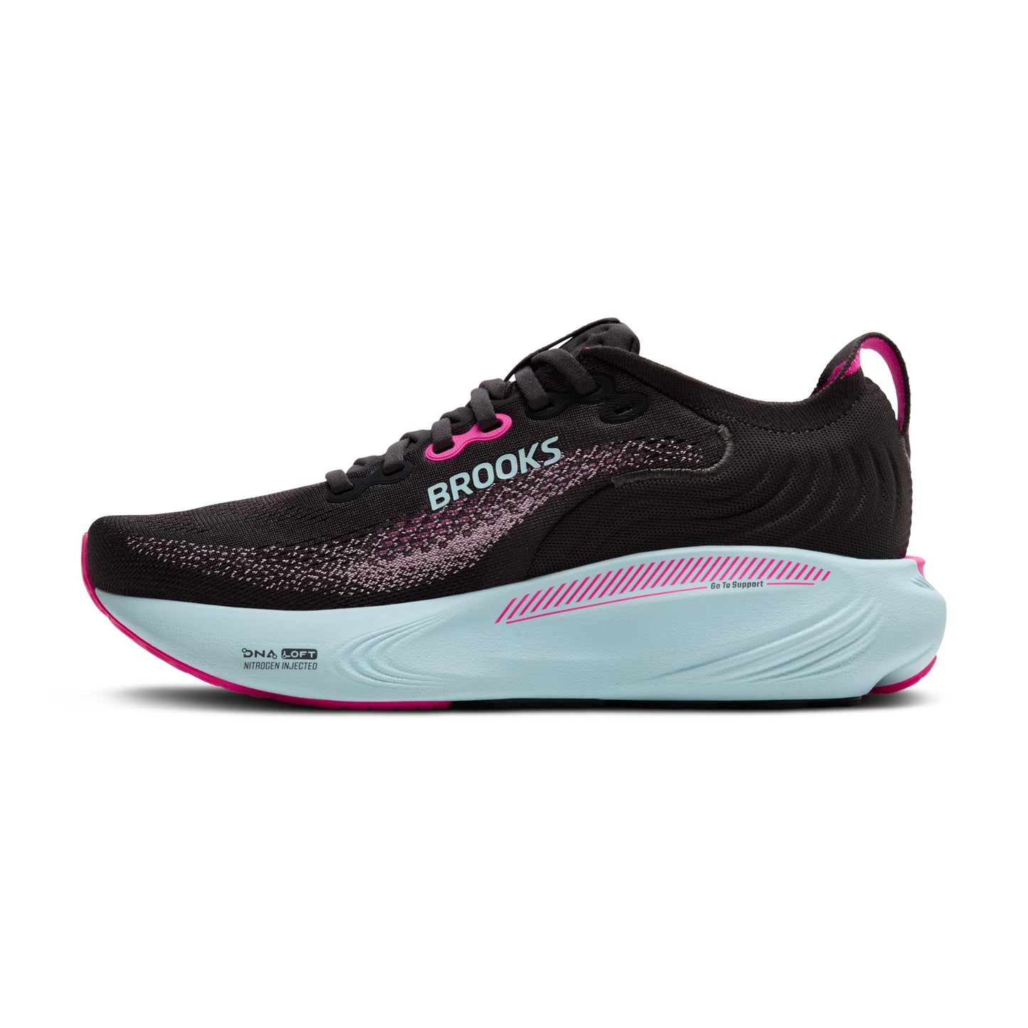 Brooks Women’s Adrenaline GTS 25 Supportive Running & Walking Shoe - Black/Cyber Pink/Iced Aqua - 8 Medium