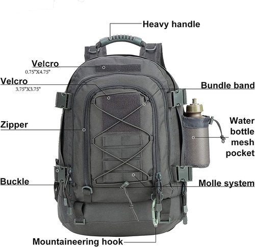 TheKidsRefined Expandable 40-64L Military Tactical Backpack 3 Day Bag Hiking Gym Sport Camping
