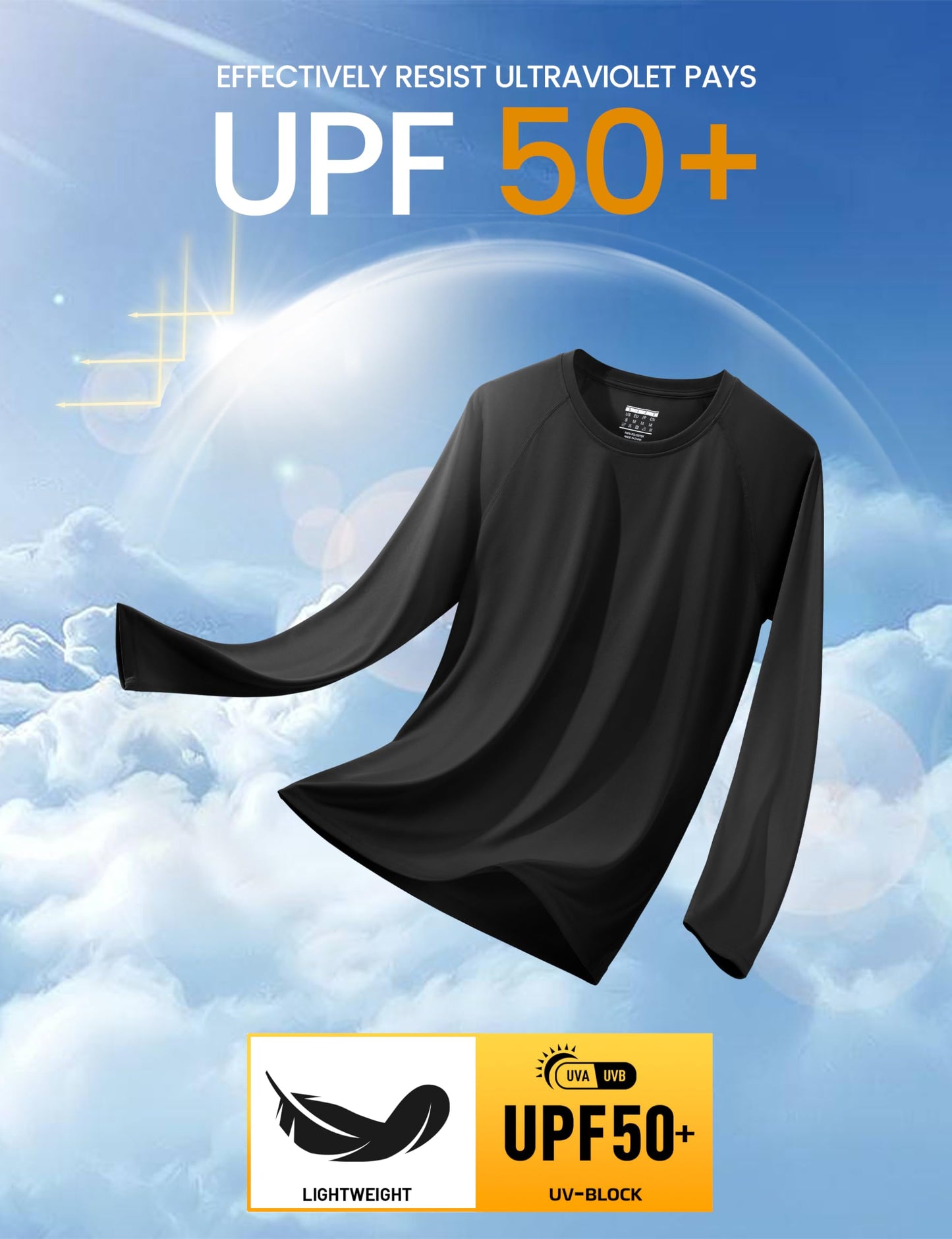 MAGCOMSEN Men's Long Sleeve Shirts UPF 50+ UV Sun Protection Athletic Shirts for Hiking, Running, Workout, Rash Guard Black X-Large