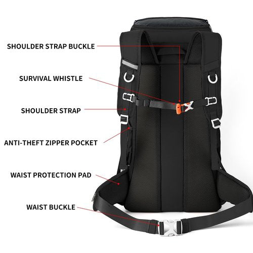 PARAPOGEE 50L Hiking Backpack, Lightweight Hiking Daypack with Waterproof Rain Cover, Outdoor Travel Backpack for Climbing Camping Touring (Black)