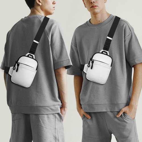 YAMEIZE Mini Crossbody Sling Bag - Trendy Small Chest Bag with Adjustable Strap for Men Women Multipurpose Daypack (White-(Mini))