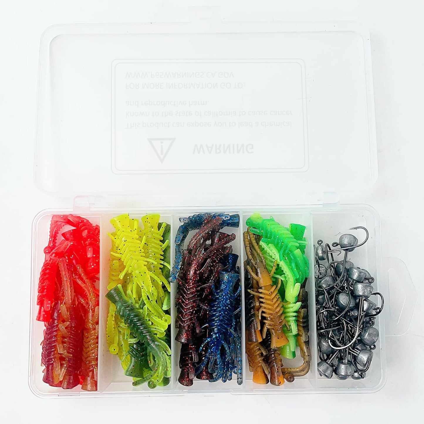 FREE FISHER 71Pcs Ned Rig Jig Heads with Hellgrammite Soft Plastic Fishing Lures Kit, Mushroom Head Ned Rig Super Realistic Soft Plastic Lures for Bass Trout Pike Walleye Crappie Saltwater Freshwater