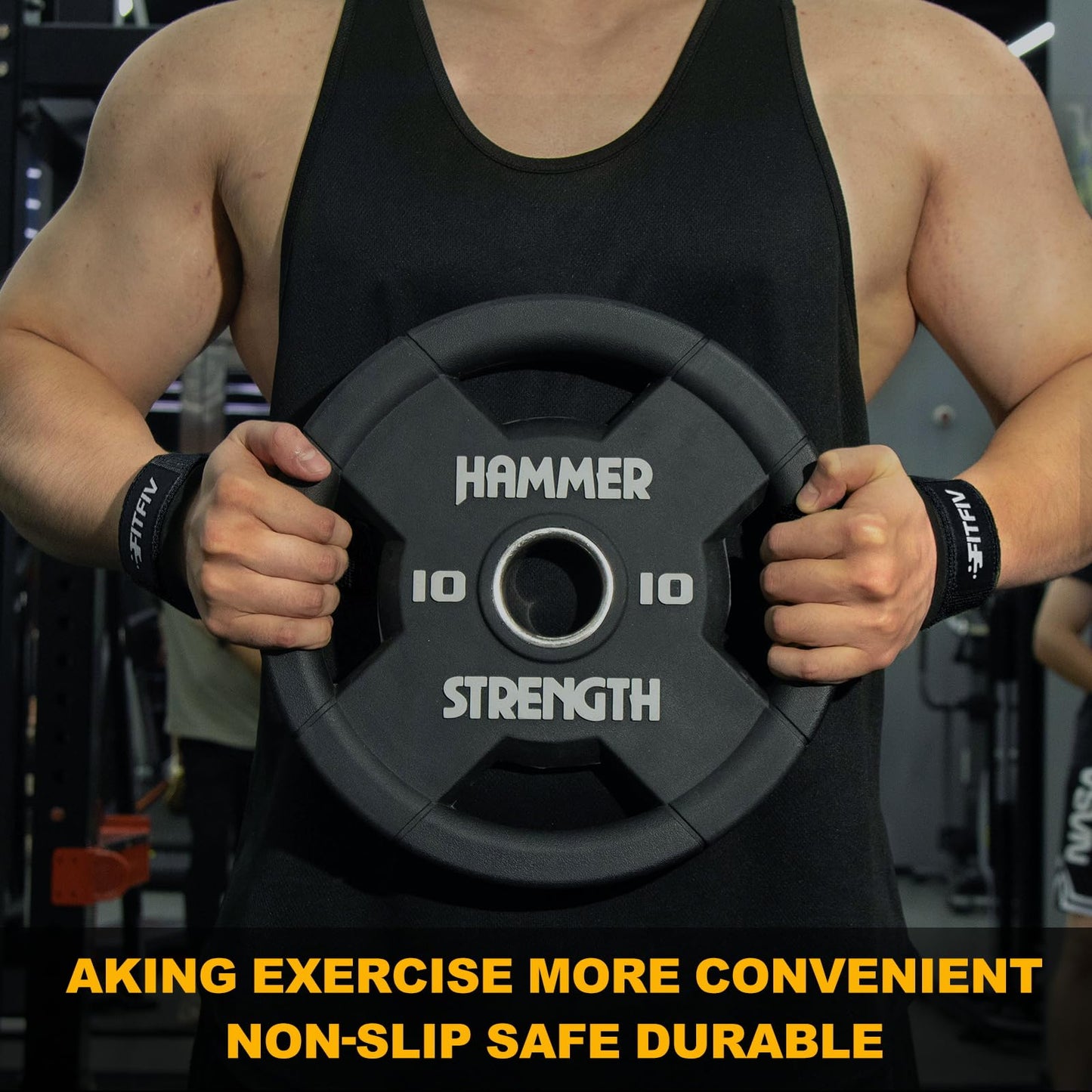 FITFIV Lifting Straps for Weightlifting, Lifting Wrist Straps for Gym Strength Training, Neoprene-padded Wrist Cushion - Men & Women