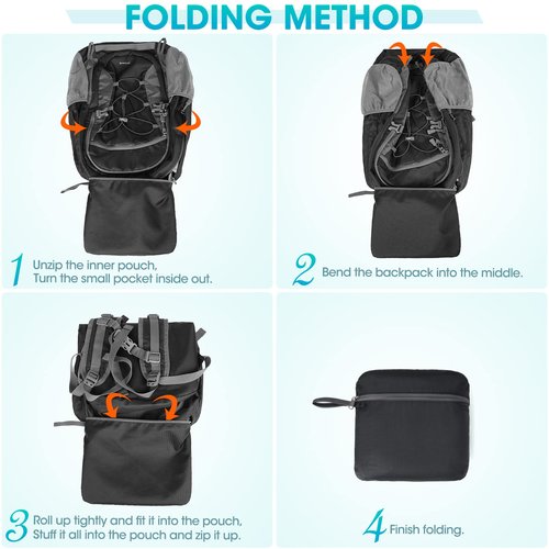 RAINSMORE Hiking Backpack 40L Waterproof Camping Lightweight Packable Backpack for Women Men Outdoor Travel Daypack
