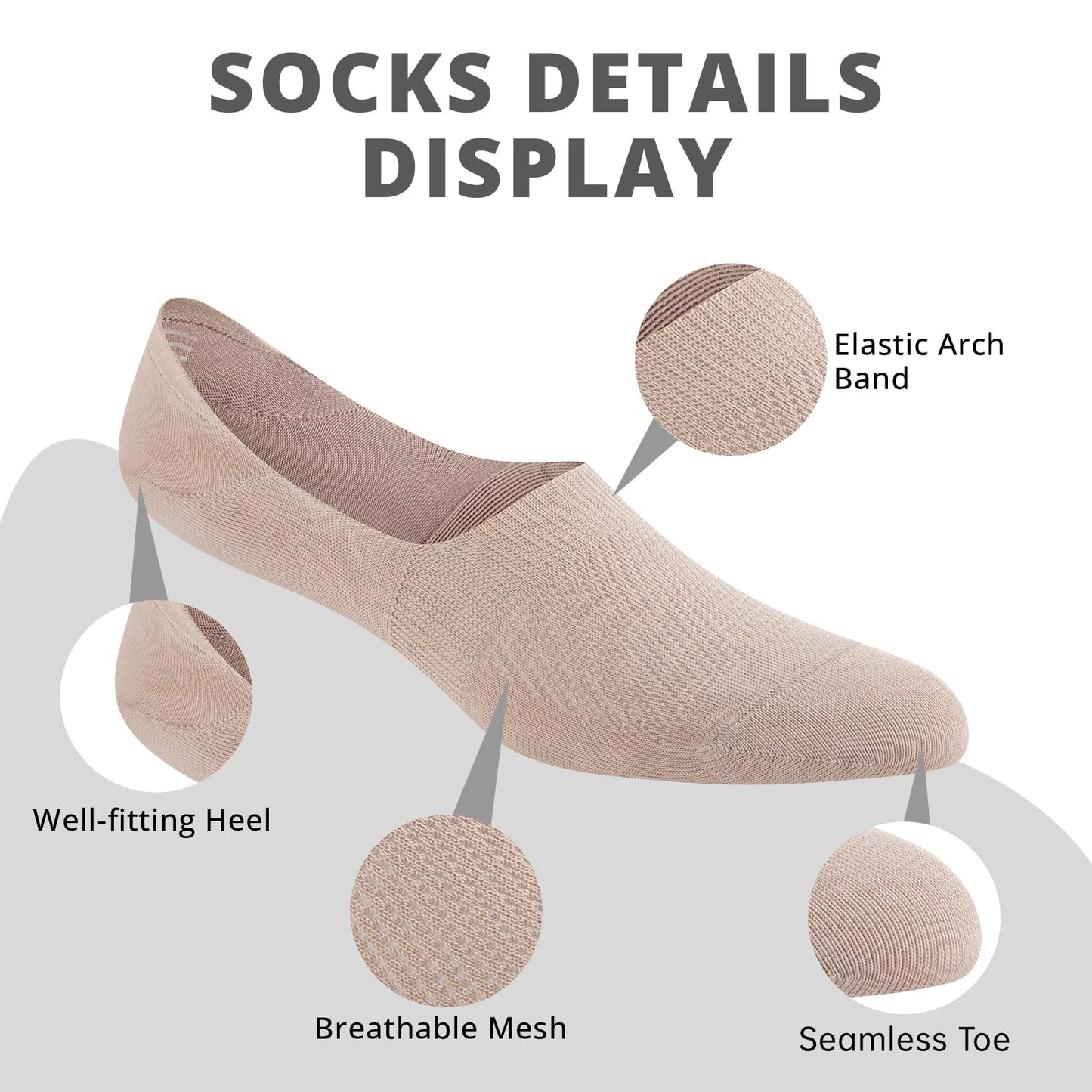 Cooplus 8 Pairs No Show Socks Men Non Slip Low Cut Cotton Invisible Socks for Loafer Flats