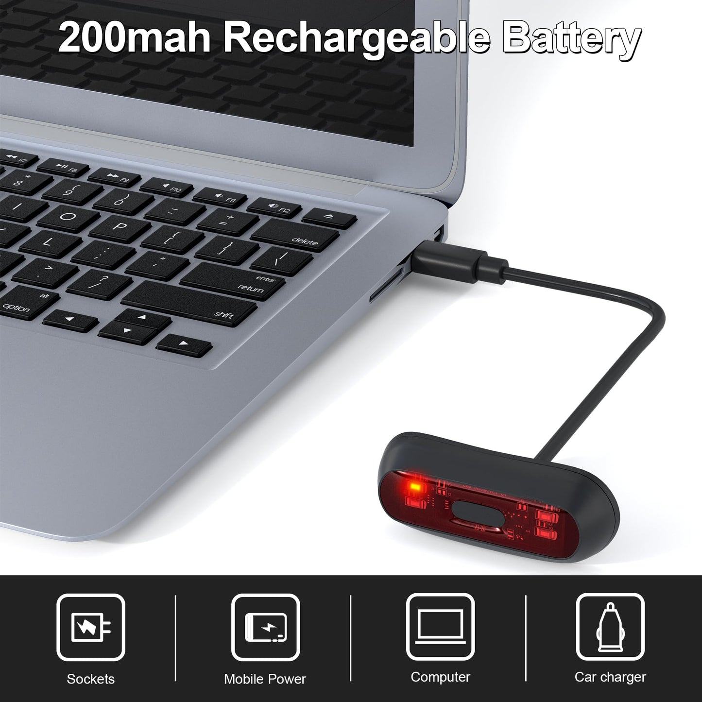 JAGASOL Bike Helmet LED Tail Light, Motorcycle Helmet LED Tail Light, Night Riding Safety Warning Light, Rechargeable Battery & IPX6 Waterproof, 4 LED Lights