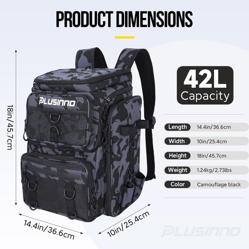 PLUSINNO Daypack, Black Camouflage, 36 cm x 25 cm x 45 cm