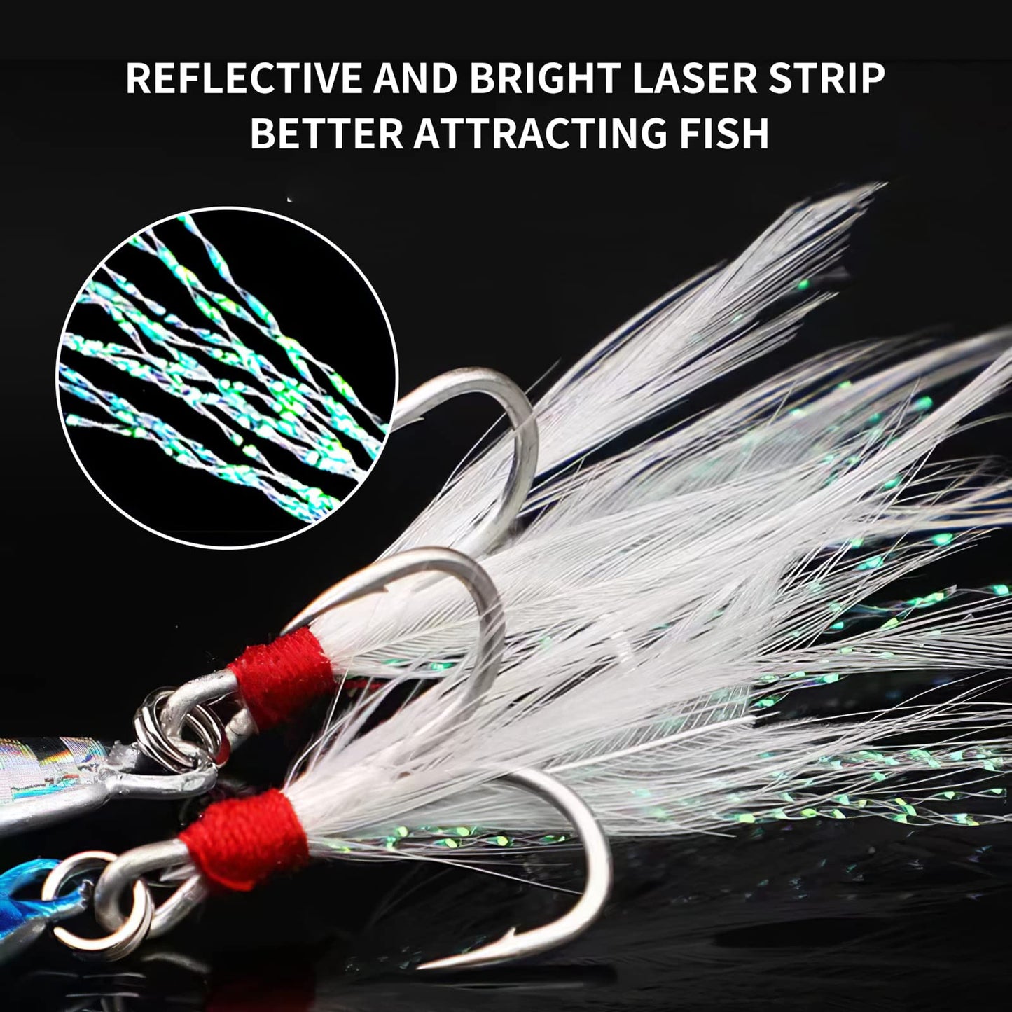 IZA Fishing Lead Jigs Lures 5PCS Saltwater Fishing Lures with Fishing Jig and Flat Metal Hooks Jigging Bass Lure Kit for Tuna Snapper King Salmon