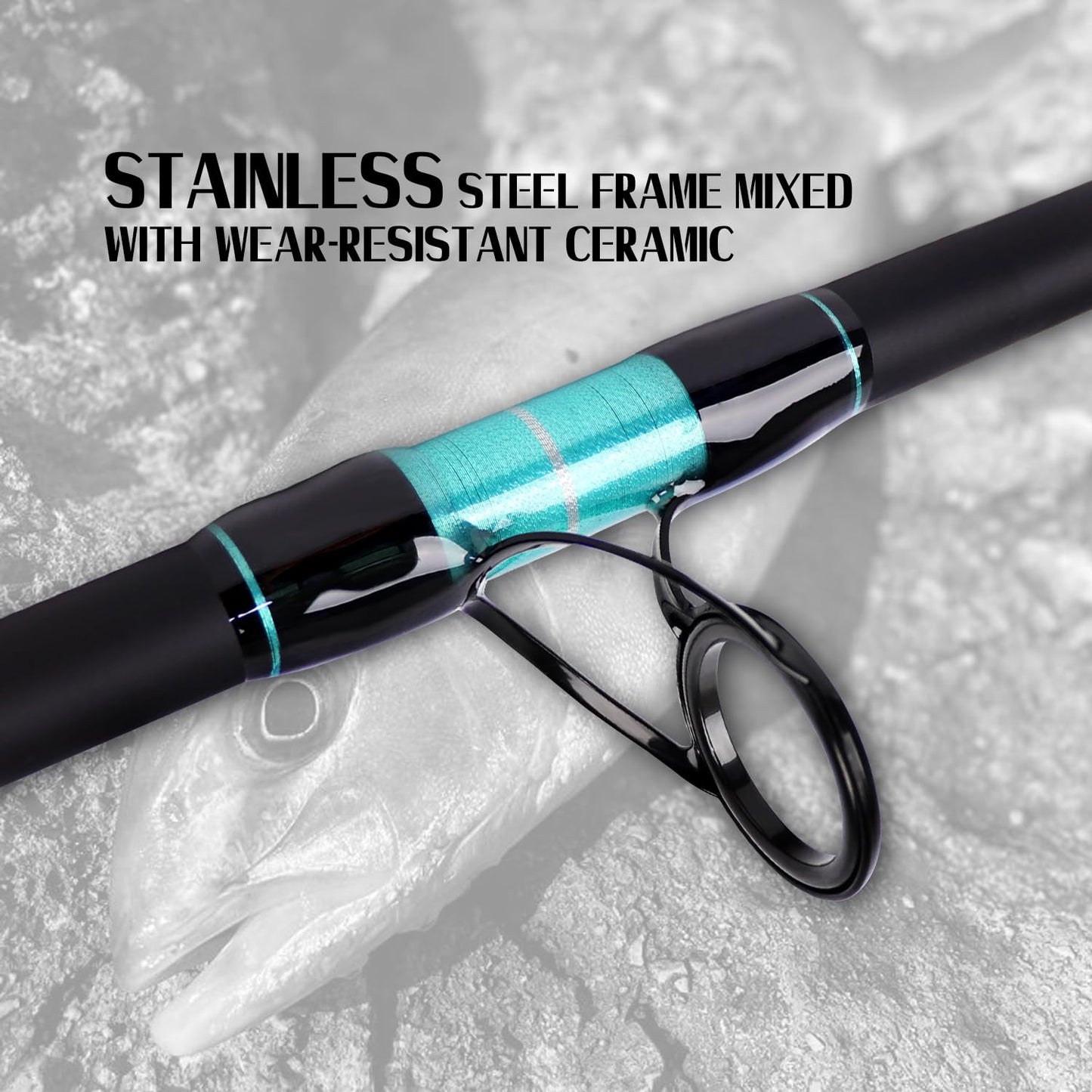 Fiblink Surf Fishing Rod Portable Travel Surf Spinning Rod 4 Piece Carbon Fiber Saltwater Fishing Rod 9'
