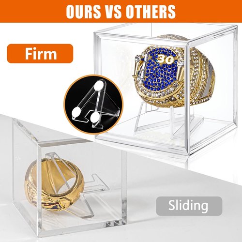 Championship Ring Display Case, Acrylic Display Case, 2 Inch Championship Ring Box with Holder, Baseball Ring Holder, 2 Pack
