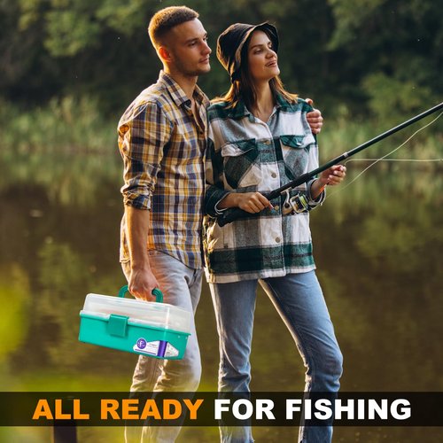 TCMBY 3 Layers Tackle Box with Tackle Included, 321Pcs Fishing Lures Kit Contains Pliers, Crankbait, Hooks, Weights & Accessories, Fishing Gear Bait Lure Gifts for Men Bass Freshwater (Green)