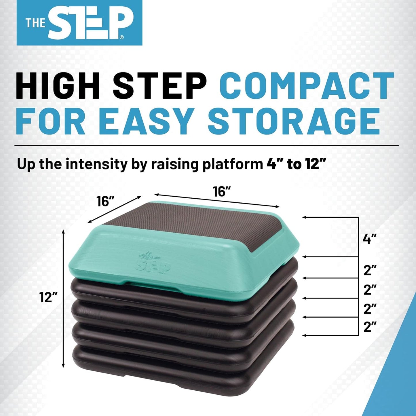 The Step Adjustable High Step Aerobic Platform with 4 Risers, Home Gym Workout Equipment, Fitness Exercise Equipment Made in the USA