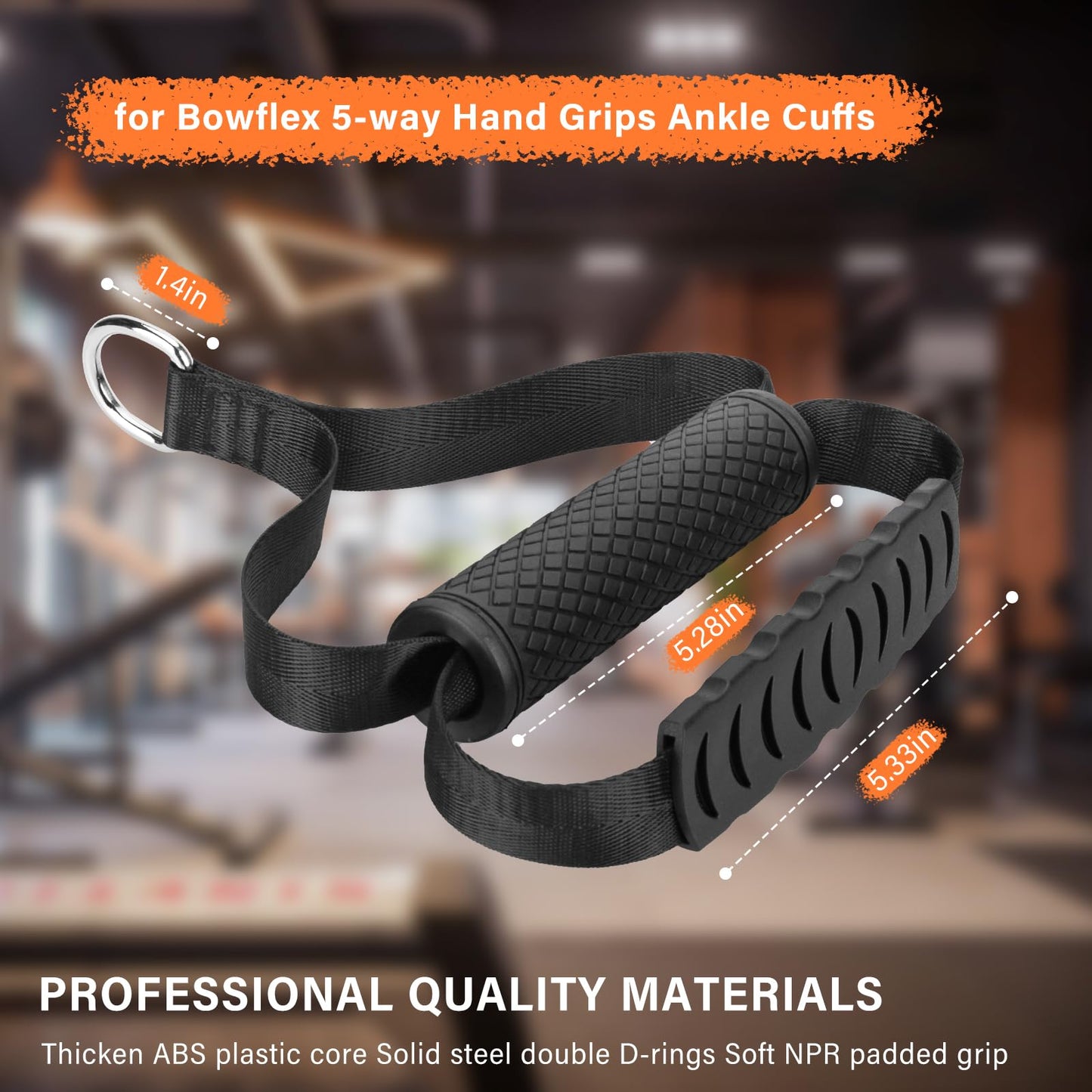 5-Way Hand-Grip/Ankle Cuffs Gym Handles Replacement for Bowflex Gym Fitness Handle,Resistance Bands Handles with Solid ABS Core Grips Fitness Strap Stirrup Handle Cable Attachment Silicon Grip, Black