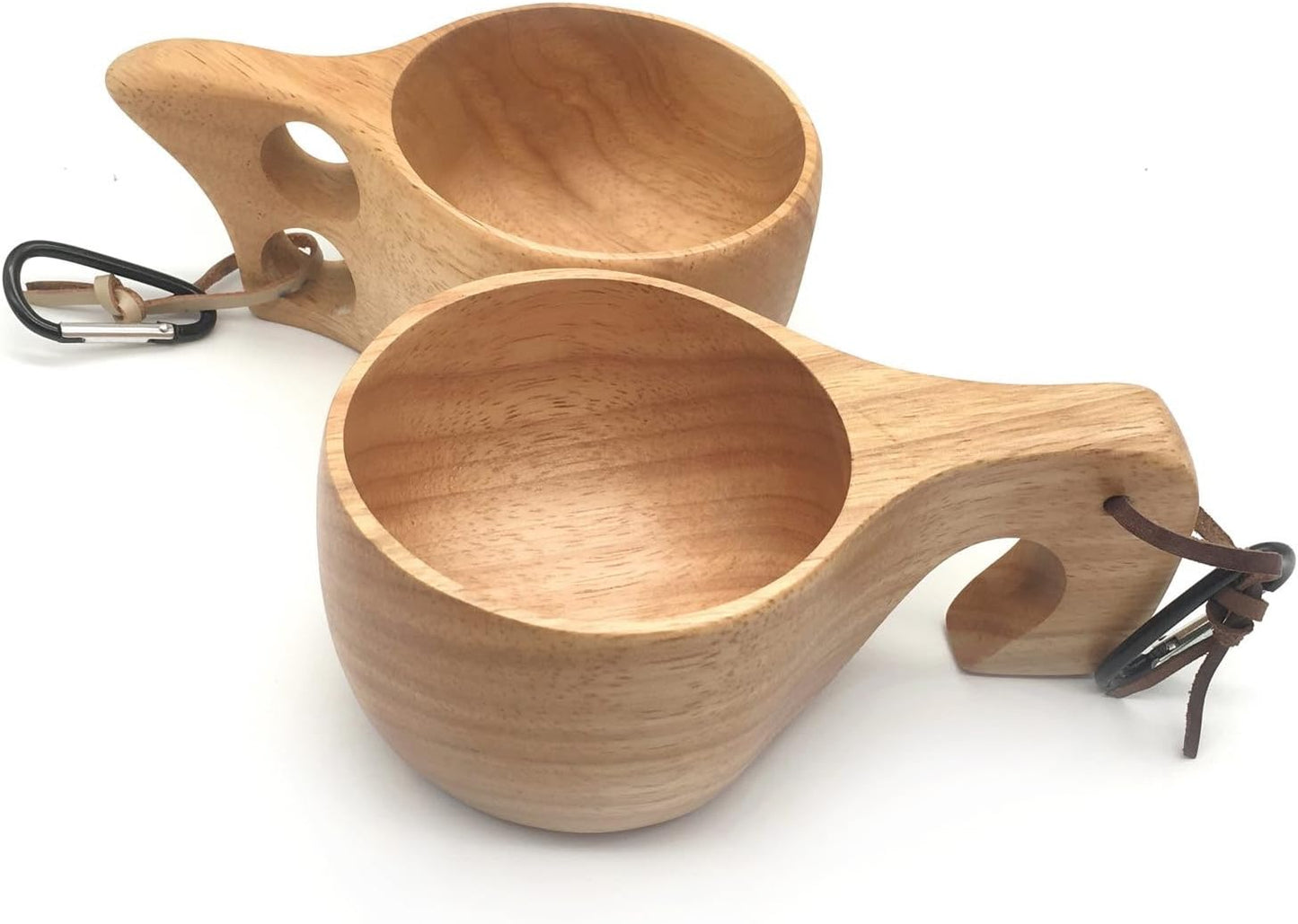 Nordic Style Handmade Finnish Kuksa Ancient Lapland Finland Style Wooden Cup (Classic-2 Holes)