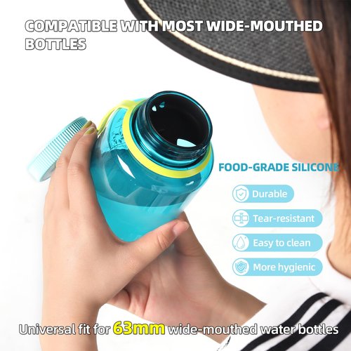 TonGass [4-Pack BPA-Free Silicone Wide Mouth Splash Guard Competible with Nalgene Wide Mouth Water Bottles Anti-Spill Intended Accessory for HydraPak Water Bottle Splash Guard Fits 63mm Waters Bottle