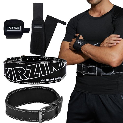 Weight Lifting Belt and Wrist Straps, Weightlifting Belt for Women with 4 inch Padded Lumbar Support Belt for Weightlifting, Deadlift, Strength Training, Powerlifting & Squats Exercise(A-Black/XS)
