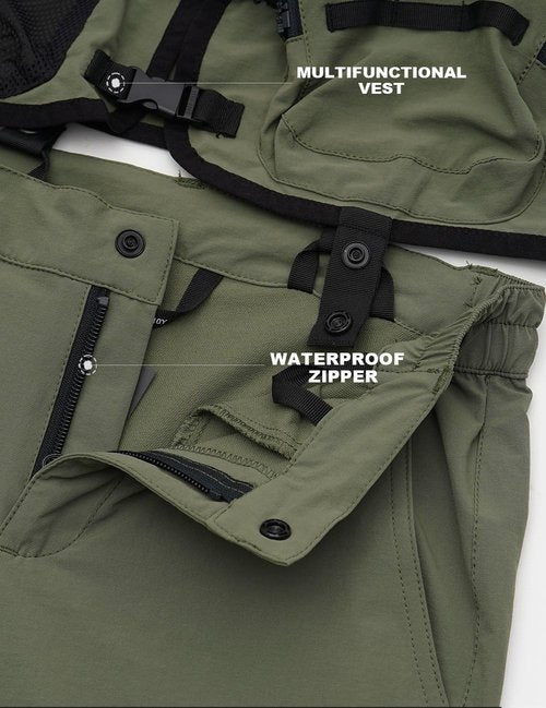 Doruro Boy's Hiking Pants Kids Cargo Pants Outdoor Waterproof Quick Dry Trousers Camping Zip Off Outerwear Green 7-8