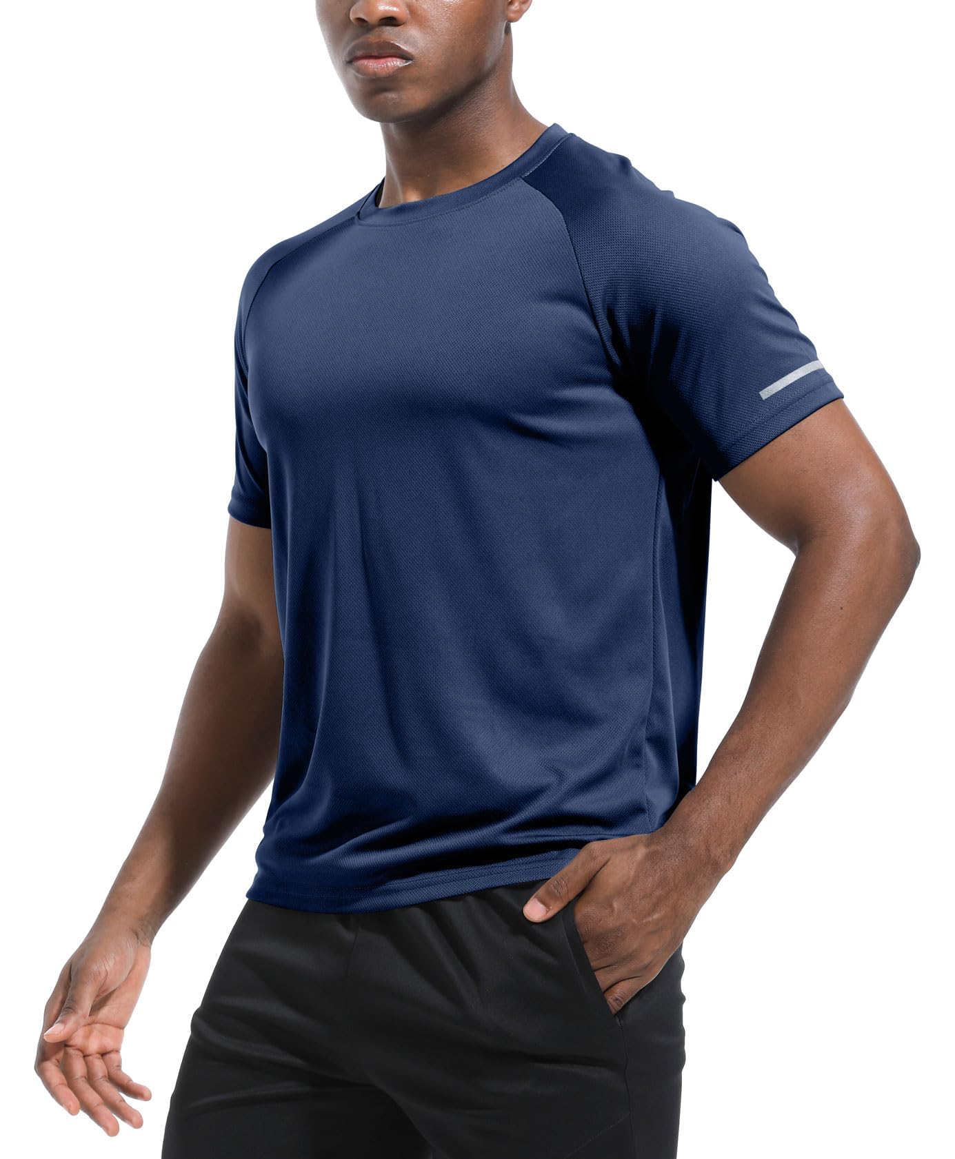 Boyzn 5 Pack Workout Shirts for Men, Dry Fit Moisture Wicking Crew Neck T-Shirts, Athletic Running Gym Workout Short Sleeve T Shirts for Men 5P08-L
