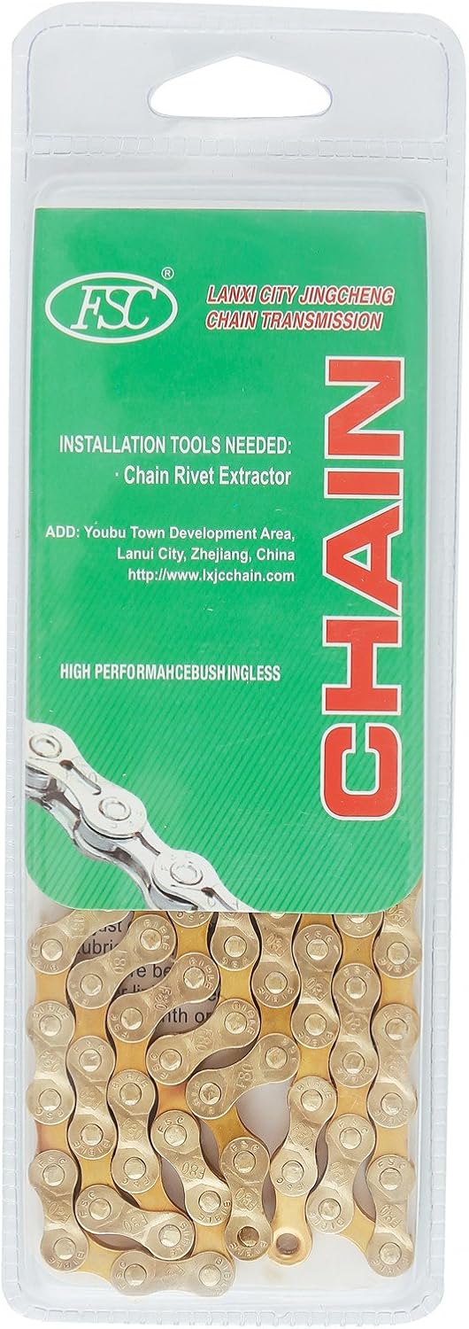 FSC 6,7,8 Speed 116L Bicycle Chains, Silver,Gold (1/2x3/32-Inch)