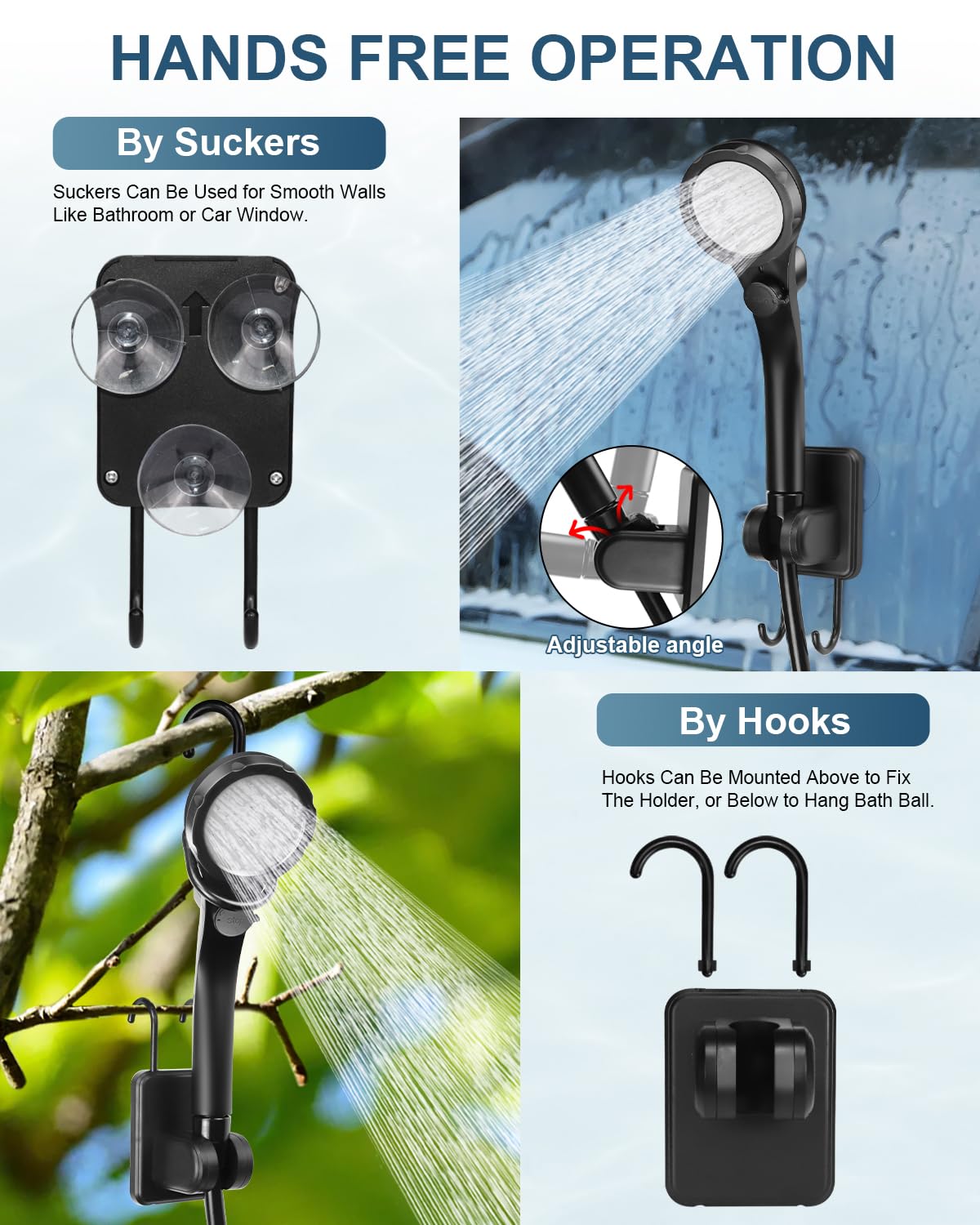 AUTOPkio Portable Camping Shower, 6000mAh Rechargeable Camp Shower Pump with USB Cable & Electric Outdoor Shower Head Sprayer for Camping, Hiking, Pet Bathing, Washing