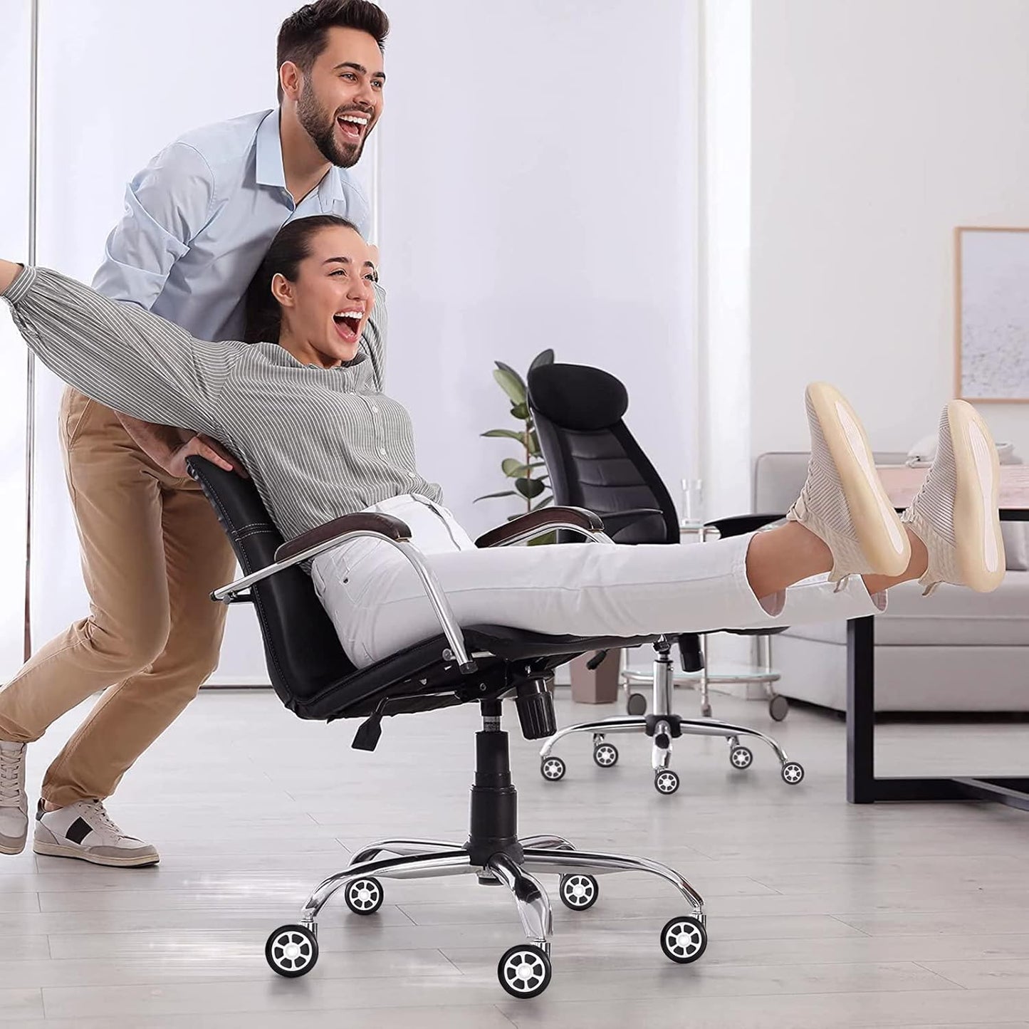 Replacement Office Chair Wheels, Caster Desk Chair Wheels, Rolling Wheels for Office Chair, Chair Rollers Casters, Chair Casters for Hardwood Floors, 5 Set Chair Casters Safe for All Floors.