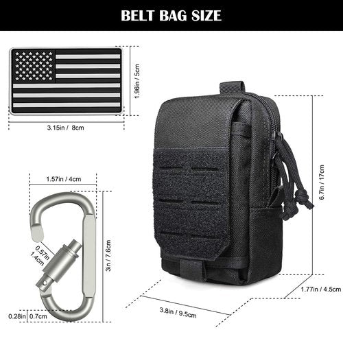 Molle Pouches for Men Tactical Belt Pouch EDC Utility Phone Bag for Backpack Plate Carrier Vest Duty Belt Accessories Gear Organizer Small Pouch (US-Black)