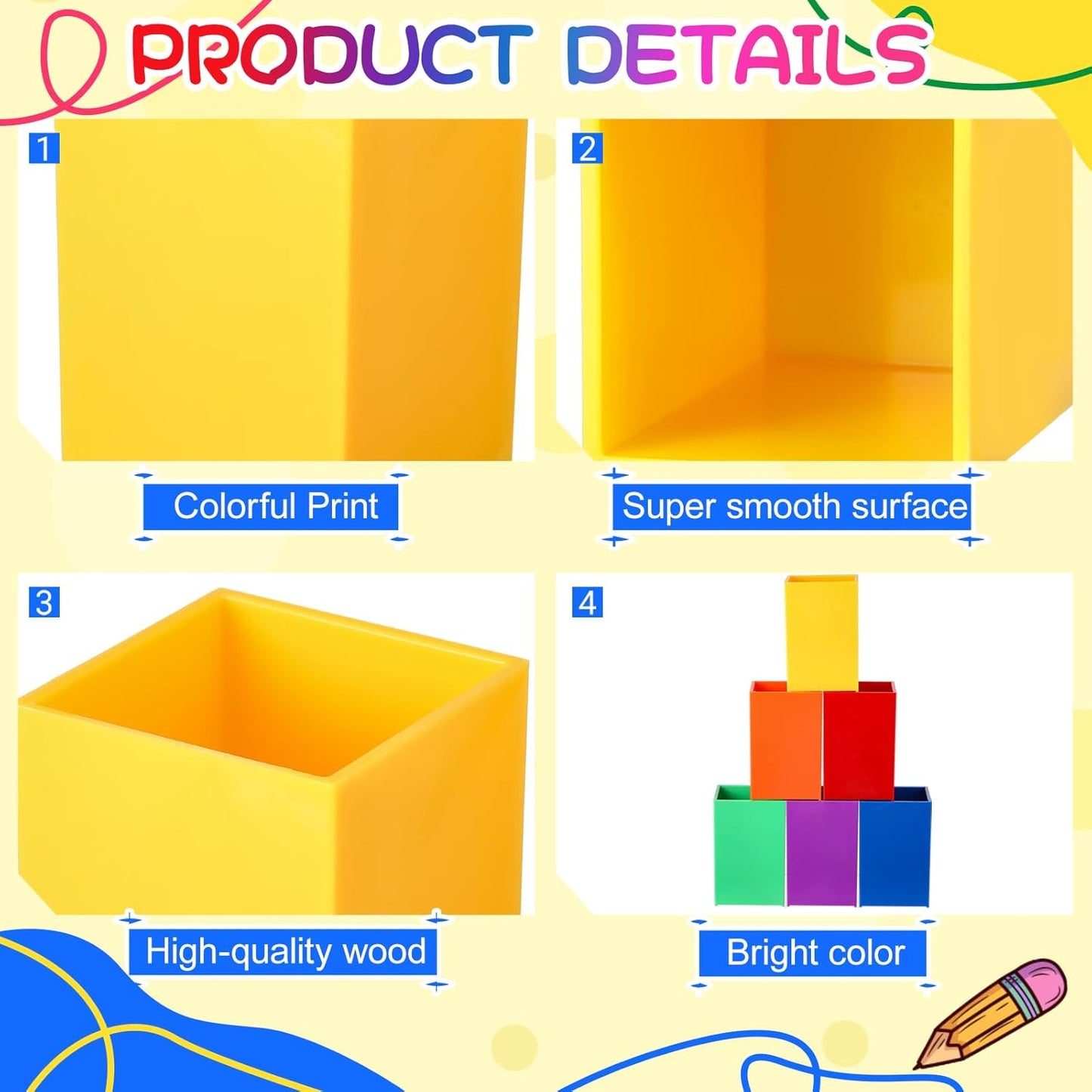 Sherr 12 Pack Back to School Supplies Rainbow Colors Pencil Holder First Day of School Party Acrylic Crayon Organizer for Supplies Gifts Student Desk Organizer