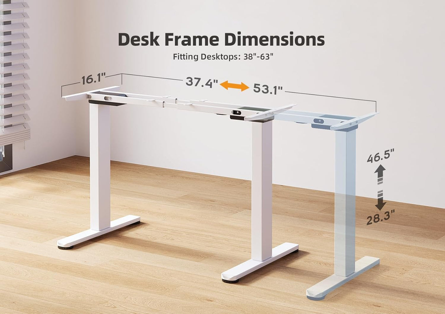 Claiks Standing Desk Frame, Electric Stand Up Desk Legs Frame Workstation Up to 63",T-Shaped Adjustable Standing Computer Desk for Home and Office, (Black Frame only)