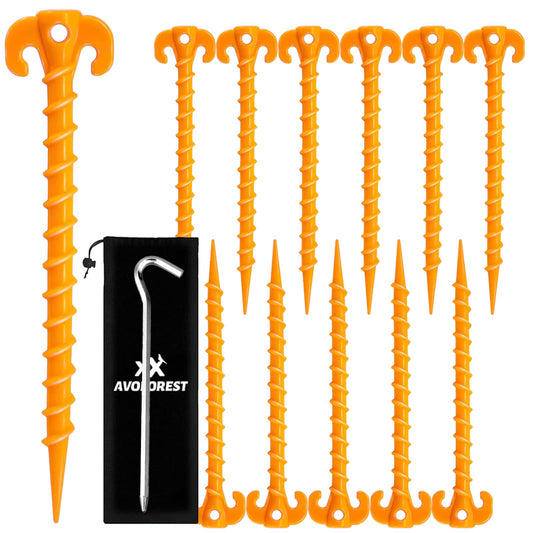 12pcs Tent Stakes,AVOFOREST 8 inch Heavy Duty Stakes Novelty Portable Gound Stakes for Beach,Garden,Hiking