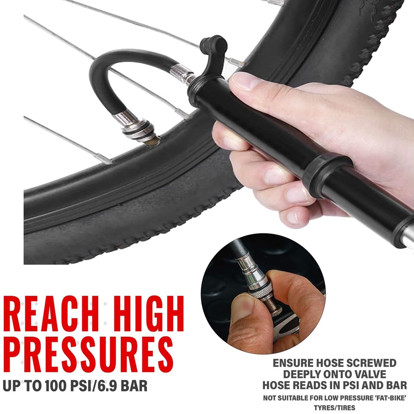 AaiLucky Mini Bike Pump Portable 100PSI High Pressure Bicycle Tire Pump, Bike Air Pump Fits Presta and Schrader Valve, Frame Mount for Road Mountain Bikes & Ball Pump with Needle