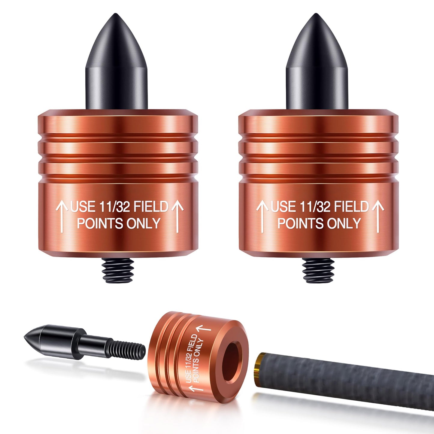 Feekoon 2 Pack Crossbow Bolt Decocking Head, Decocking Point Crossbow Arrow Release Tip Fit for Most Hunting and Competition Arrows and Bolts, Release Recurve, Compound Bow(Orange)