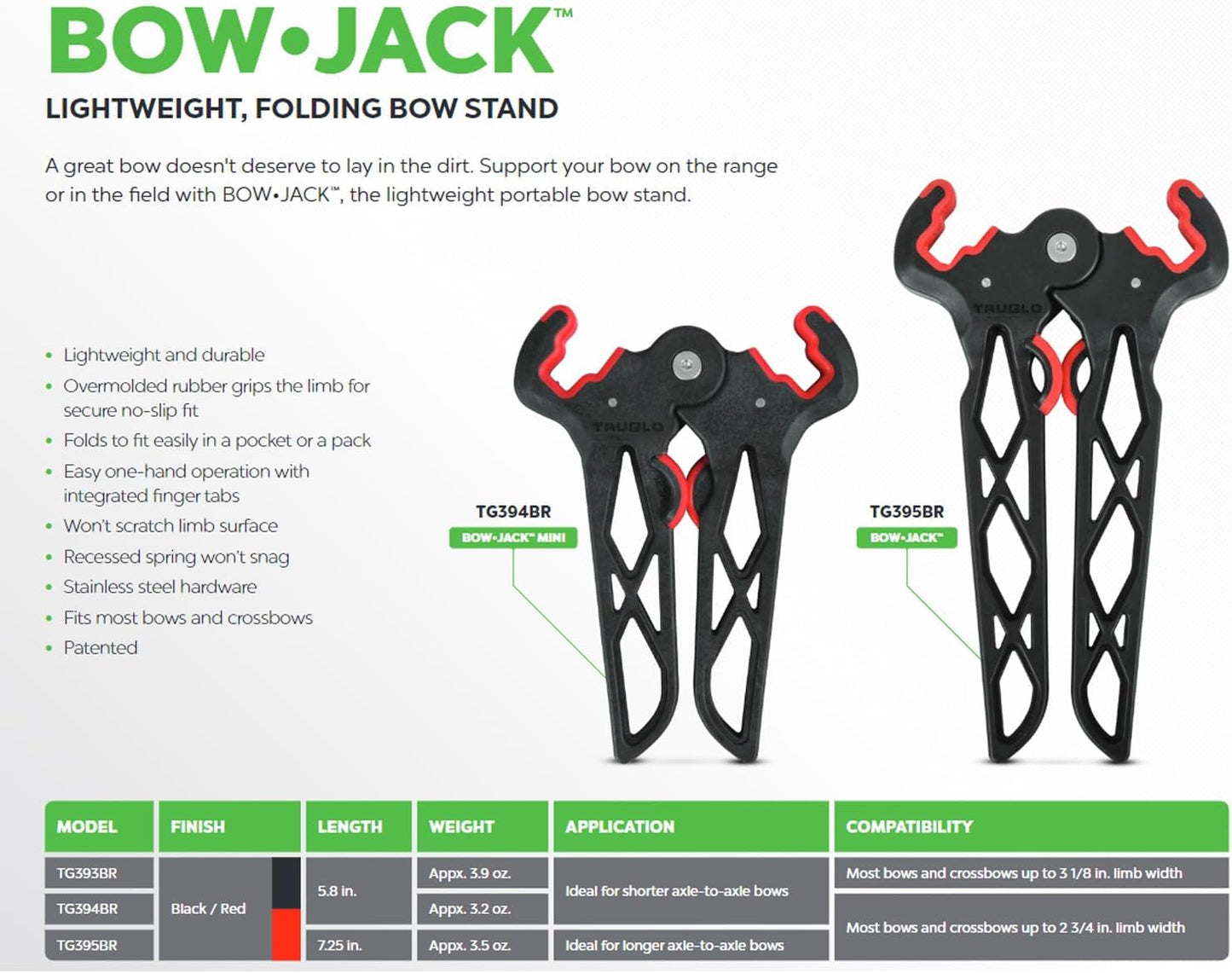 TRUGLO Bow Jack Folding Bow Stand, Standard, Black