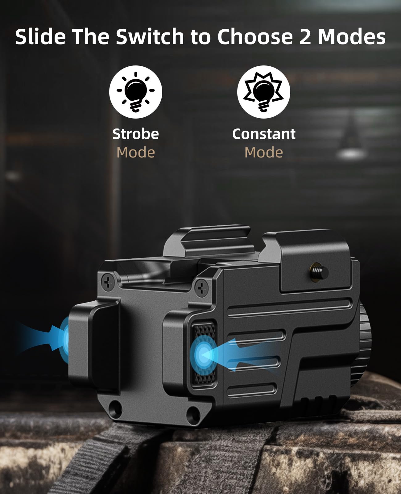 EZshoot 800 Lumens Pistol Flashlight Compatible with Picatinny and GL Rails, Compact Pistol Light with Slide Rail, Rechargeable Tactical Gun Light with Strobe Mode for Home Defense and Hunting