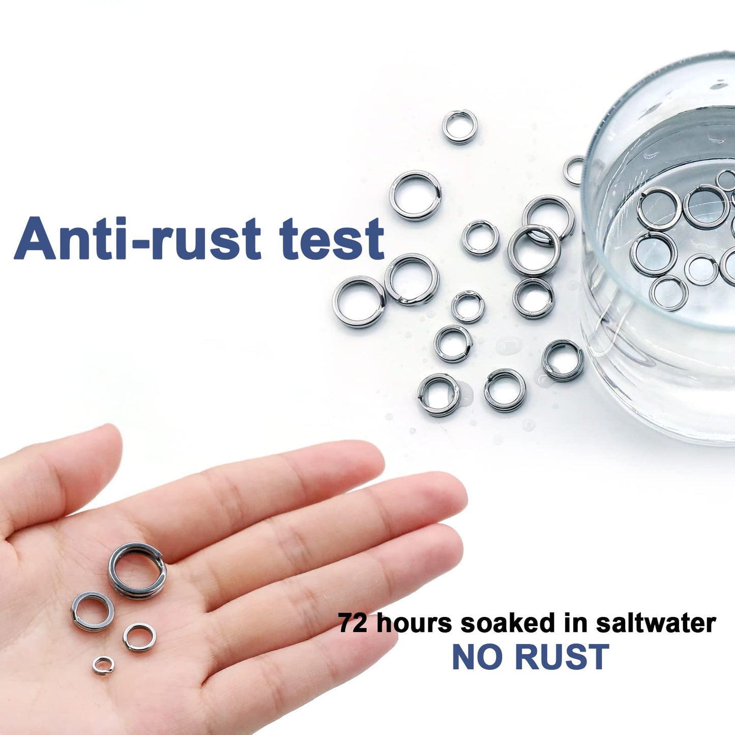 FishTrip Split Rings Fishing 50Pcs - Stainless Steel Heavy Duty Split Ring Pliers Saltwater Treble Hooks Terminal Tackle Connector (Size 4)