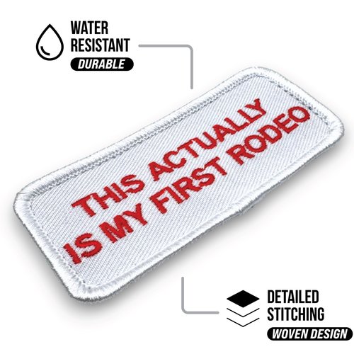 Western Patches - This Actually is My First Rodeo | Cowboy Cowgirl Patches for Hat, Vest, Backpack | Hook and Loop Patch (Embroidered)