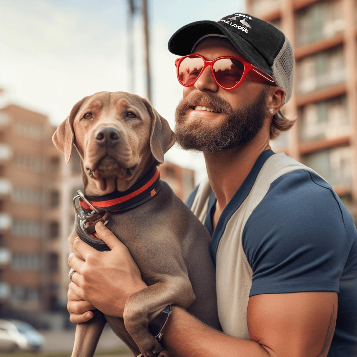 Funny Goose Trucker Hat Silly Goosee On The Loose Trucker Hat Men Vintage Mesh Baseball Cap for Summer
