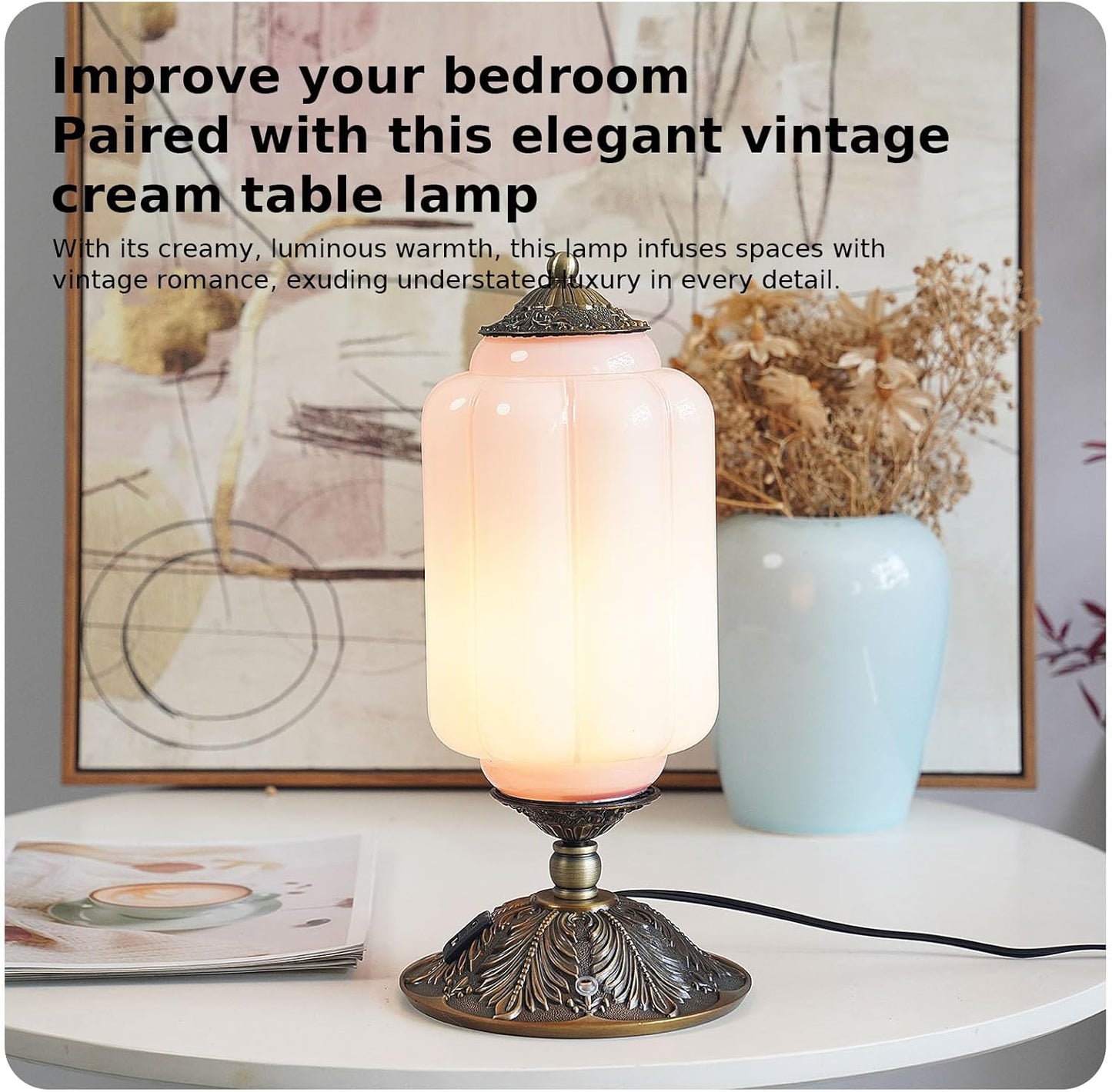 Milk Glass Touch Table Lamp, Elegant Green Jadeite Glass Bedside Desk Lamp 3 Way Dimmable with USB C+A Charging Ports - Bedroom Nightstand & Living Room Essential, 4W Bulb Included (Green, 6.5)
