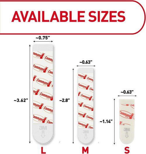 Command Replacement Adhesive Strips – 8 Small, 4 Medium, 4 Large, Damage-Free Hanging for Hooks and Clips, 16-Count (Pack of 2)