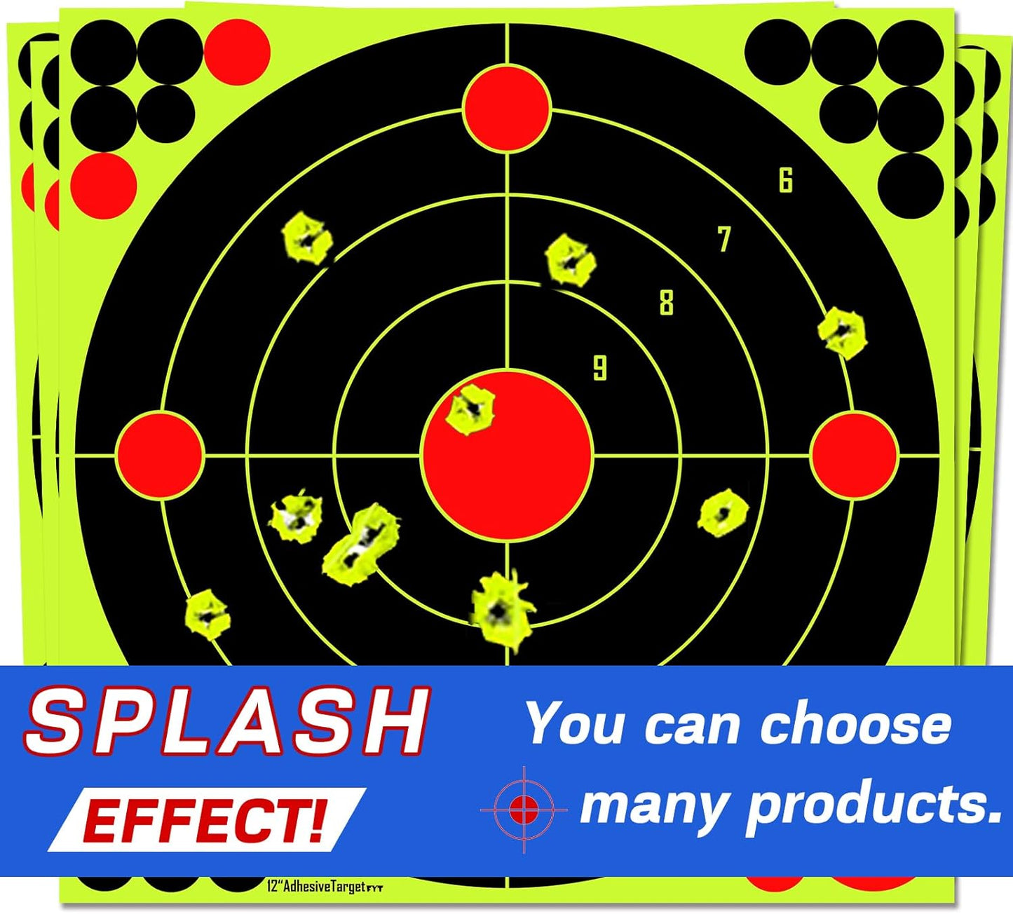 ATFLBOX 25Pack Shooting Target 12 Inch Bulleye Super Splatter Paper Target and Adhesive Target.Shooting Outdoor and Indoor ranges.Rective for Rifle - Pistol - Airsoft - Air Rifle